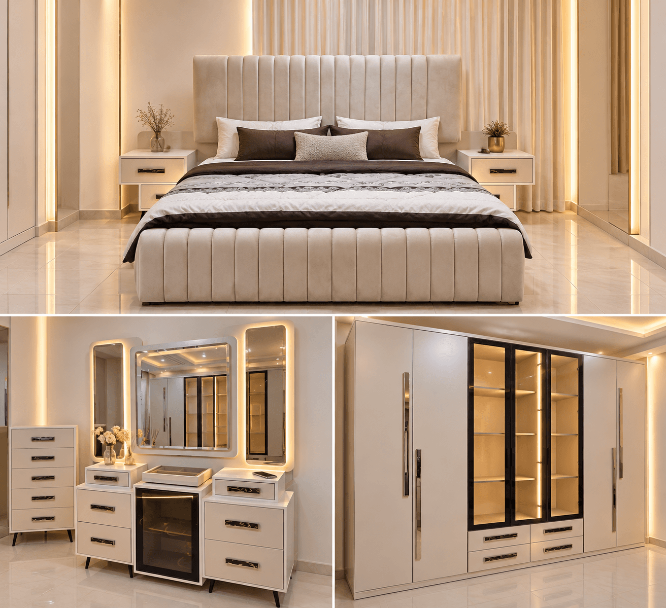 AI visual for a luxury bedroom furniture set